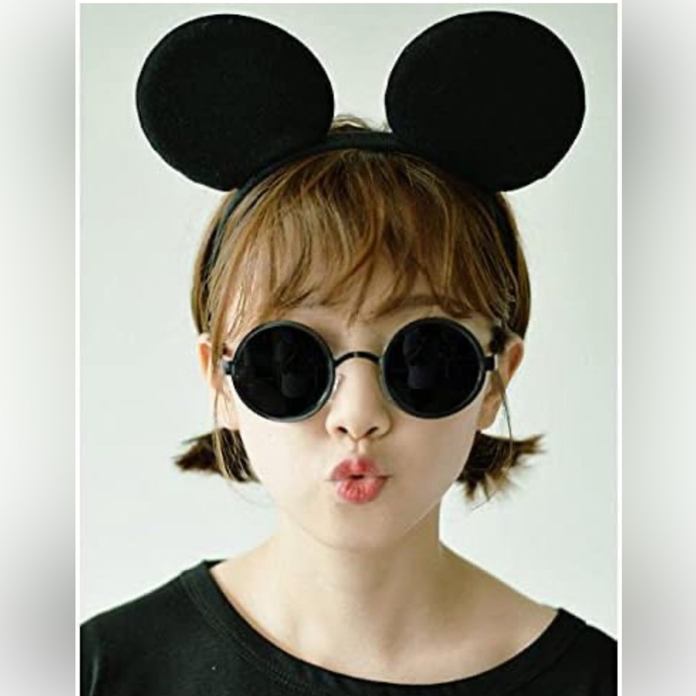 Kirnuo 2 Pcs Mouse Ears Solid Black Mouse Headband for Girls Women NWT Black